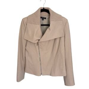 Ann Taylor Wool-Blend Jacket Oversized Collar Blonde Coffee Quiet Luxury Size 10